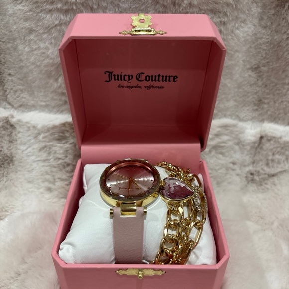 Juicy Couture Pink and Gold Heart Charm Watch & Bracelet Set main image 4